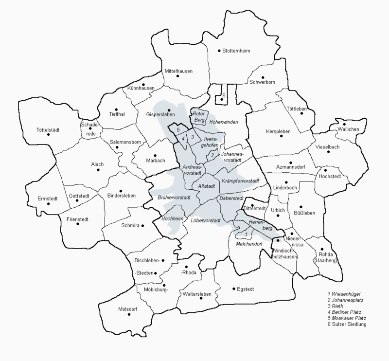 Die Stadt- und Ortsteile Erfurts