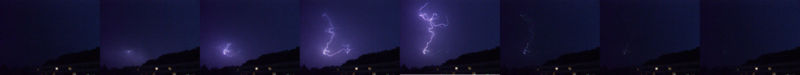 Fotoserie eines Blitzes im Abstand von 0,32 Sekunden