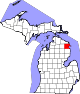 Map of Michigan highlighting Alpena County.svg