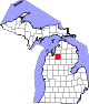 Map of Michigan highlighting Kalkaska County.svg