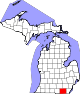 Map of Michigan highlighting Lenawee County.svg