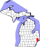 Map of Michigan highlighting Macomb County.svg