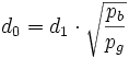 d_0 = d_1 \cdot \sqrt{\frac{p_b}{p_g}}
