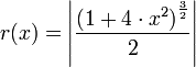 r(x)= \left| \frac{ \left(1+4\cdot x^2 \right)^{\frac{3}{2}}}{2} \right| 