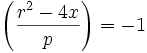  \left(\frac{r^2-4x}{p}\right) = -1