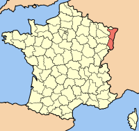 Lage der Region Alsace in Frankreich