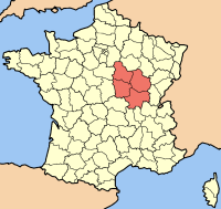 Lage der Region Bourgogne in Frankreich