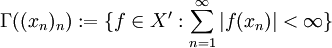 \Gamma((x_n)_n) := \{f\in X': \sum_{n=1}^\infty |f(x_n)| &amp;lt; \infty\}
