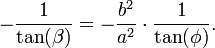 -\frac{1}{\tan(\beta)} = -\frac{b^2}{a^2}\cdot \frac{1}{\tan(\phi)}.