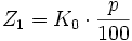 Z_1 = K_0 \cdot \frac{p}{100}