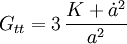 
G_{tt} = 3\,\frac{K + {\dot a}^2}{a^2}
