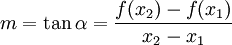 \!\,m=\tan{\alpha}=\frac{f(x_2)-f(x_1)}{x_2-x_1}