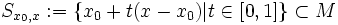 S_{x_0, x}:=\lbrace x_0 + t(x-x_0)|t \in [0,1] \rbrace \subset M