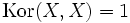 \operatorname{Kor}(X,X)=1